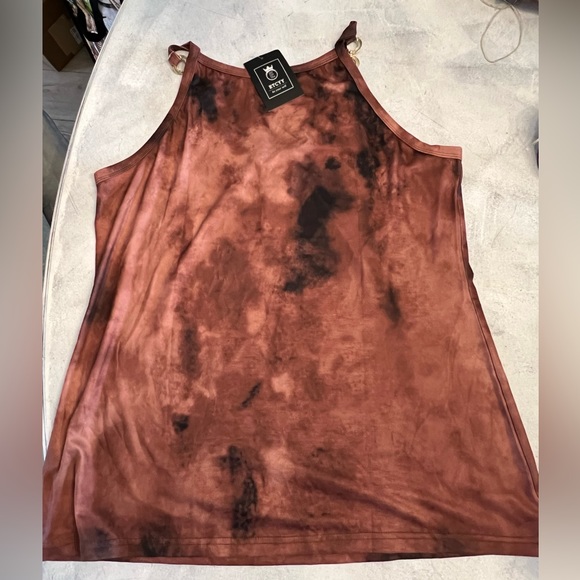 ETCYY Distressed Brown tshirt with cold straps Large - Picture 3 of 3